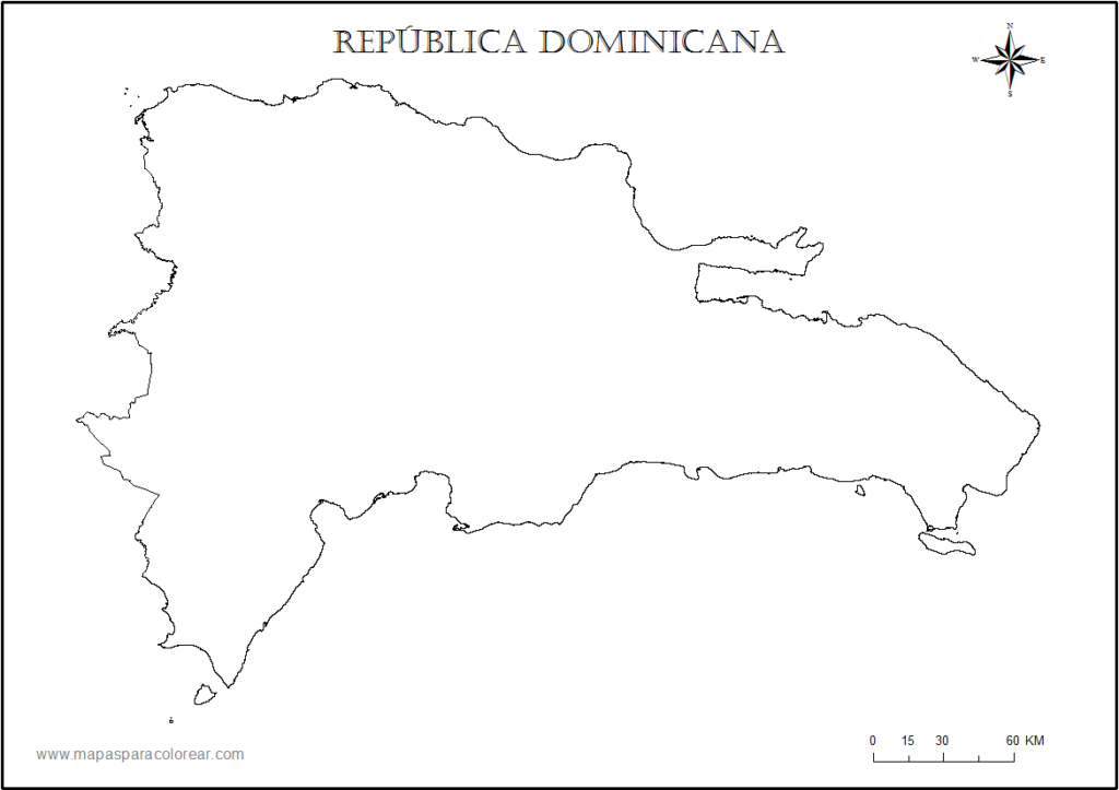 MapaÂ vacÃ­o de RepÃºblica Dominicana para colorear